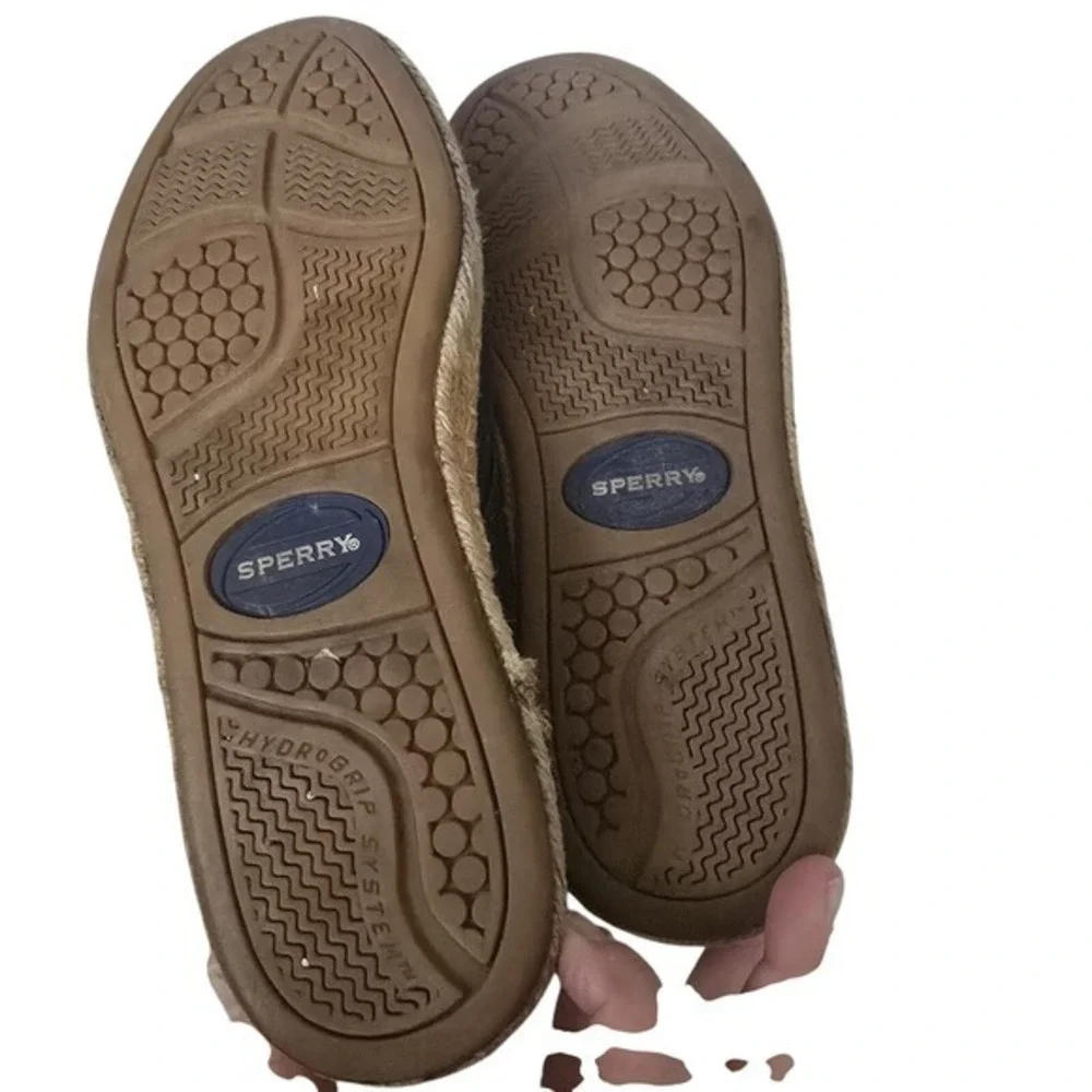 Sperry Womens Black Canvas Espadrille Slip On Flats Shoes Size‎ 8.5M